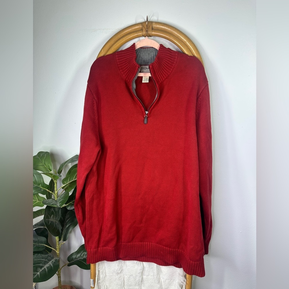 Mens L.L. Bean Red Half Zip sz XL Tall